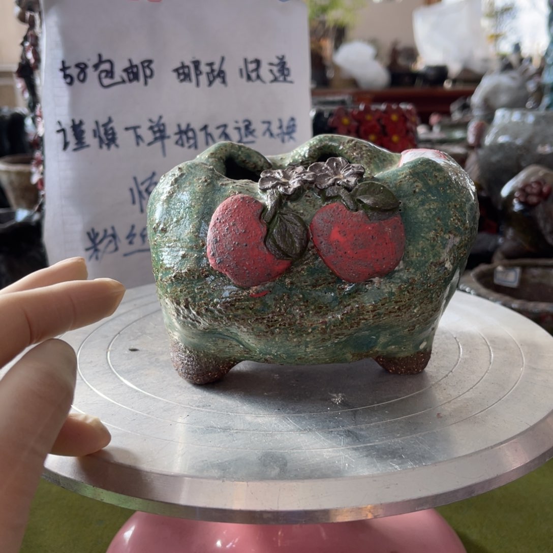 红陶粗砂陶瓷花盆