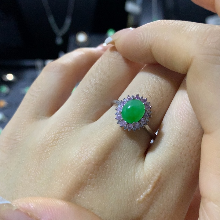 翡翠银S925镶嵌戒指