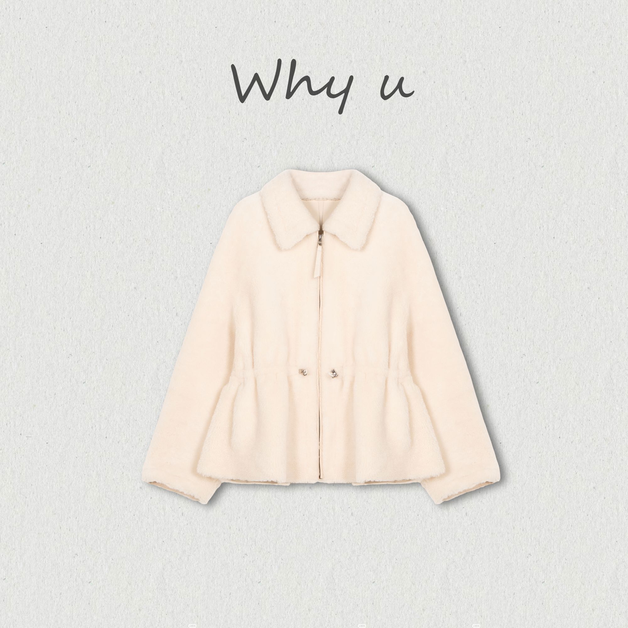 WHY U-25AW羊皮毛一体拉链翻领收腰皮草外套【知木】