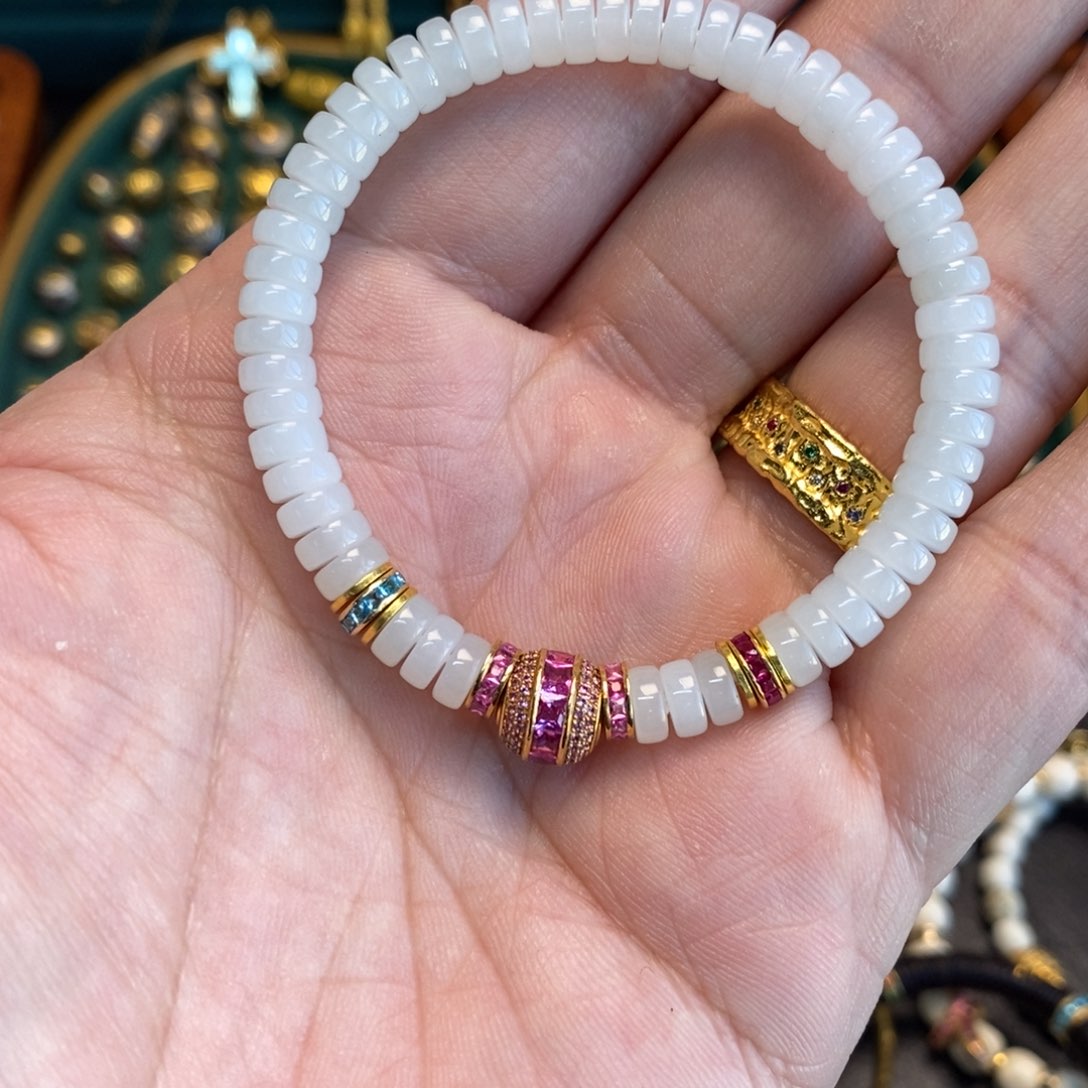 合成立方氧化锆手链足金镶嵌