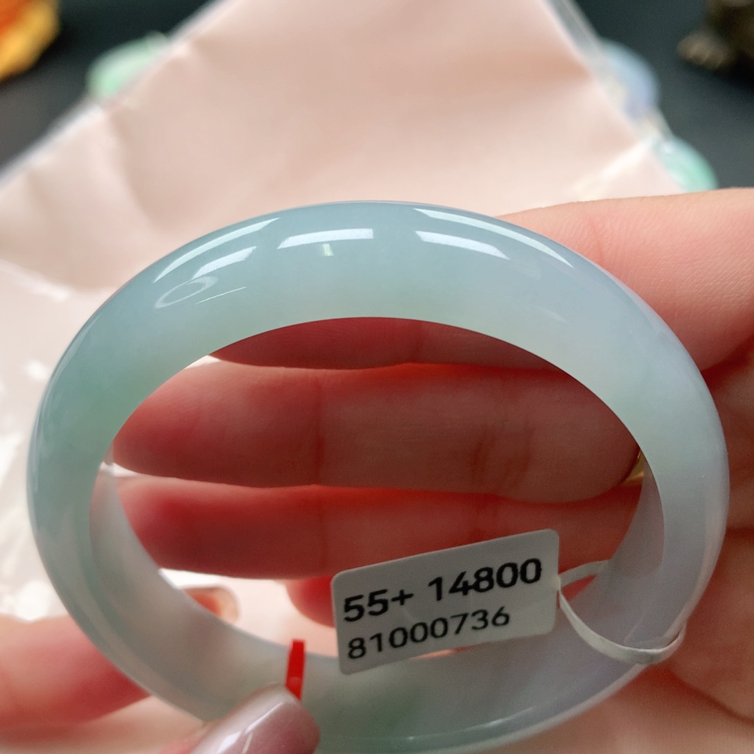 翡翠手镯未镶嵌55 56晴蓝满圈化胶