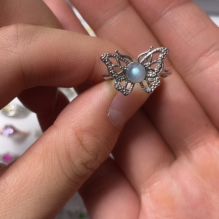 水晶戒指未镶嵌天然灰月光