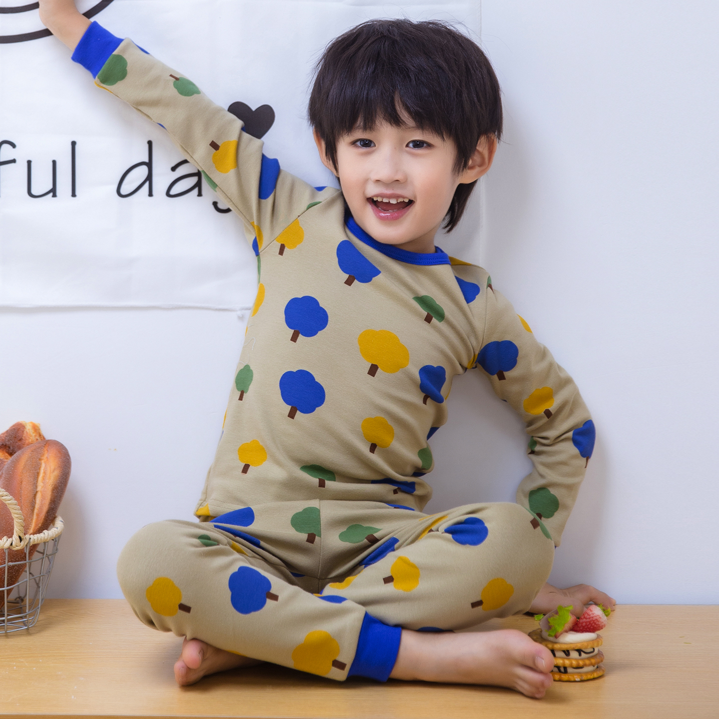 秋季新款秋衣秋裤套装儿童纯棉睡衣男童打底衣秋冬保暖棉毛衫套装