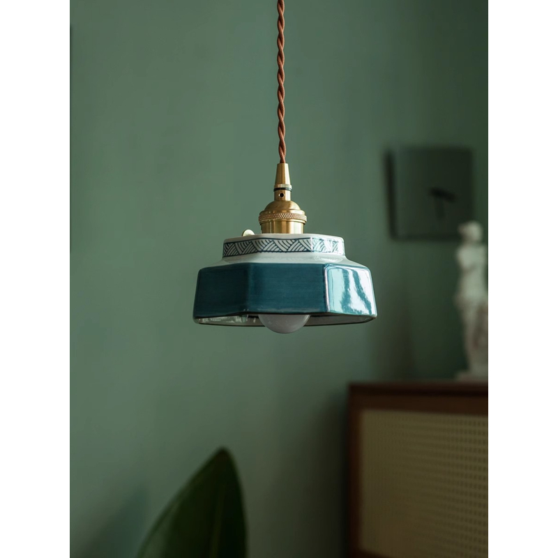 新中式复古陶瓷吊灯 日式民宿橱窗餐厅茶室吧台岛台酒店床头吊灯