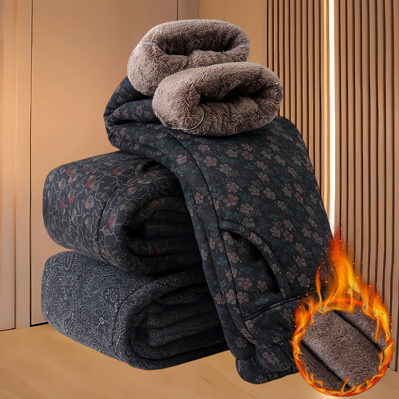 中老年人女装加绒加厚夹棉妈妈冬季保暖裤奶奶宽松松紧腰保暖裤子