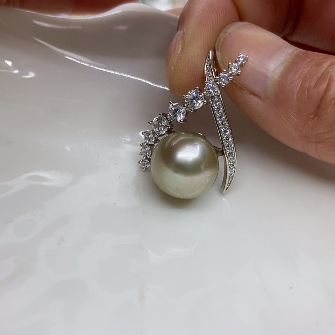 海水珍珠吊坠(不含链)银S925镶嵌