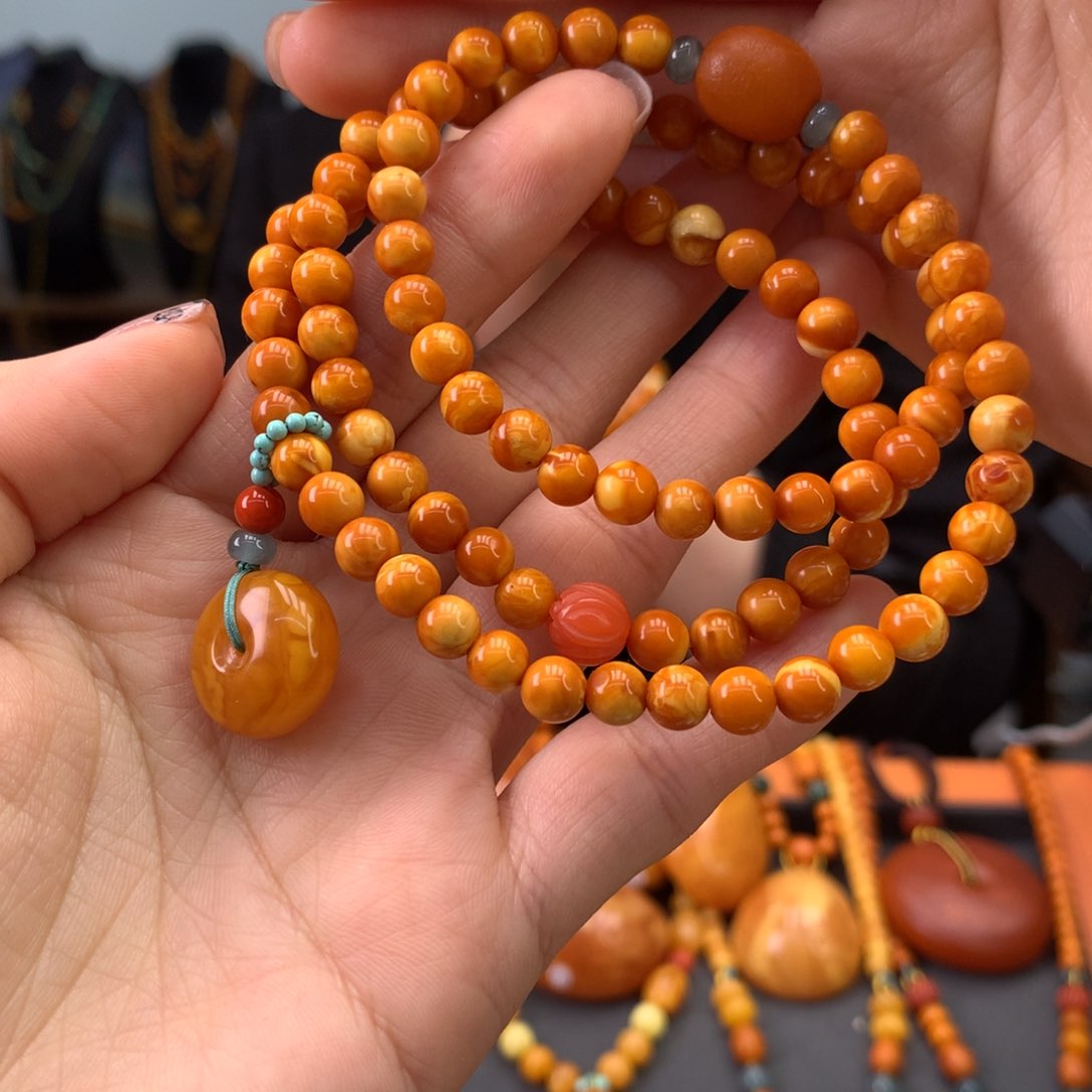蜜蜡手串未镶嵌天然