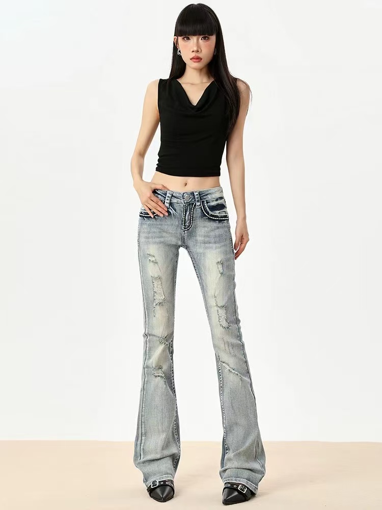 【有瑕疵】长裤低腰女常规痞帅洗牛仔裤显瘦时尚高街欧美