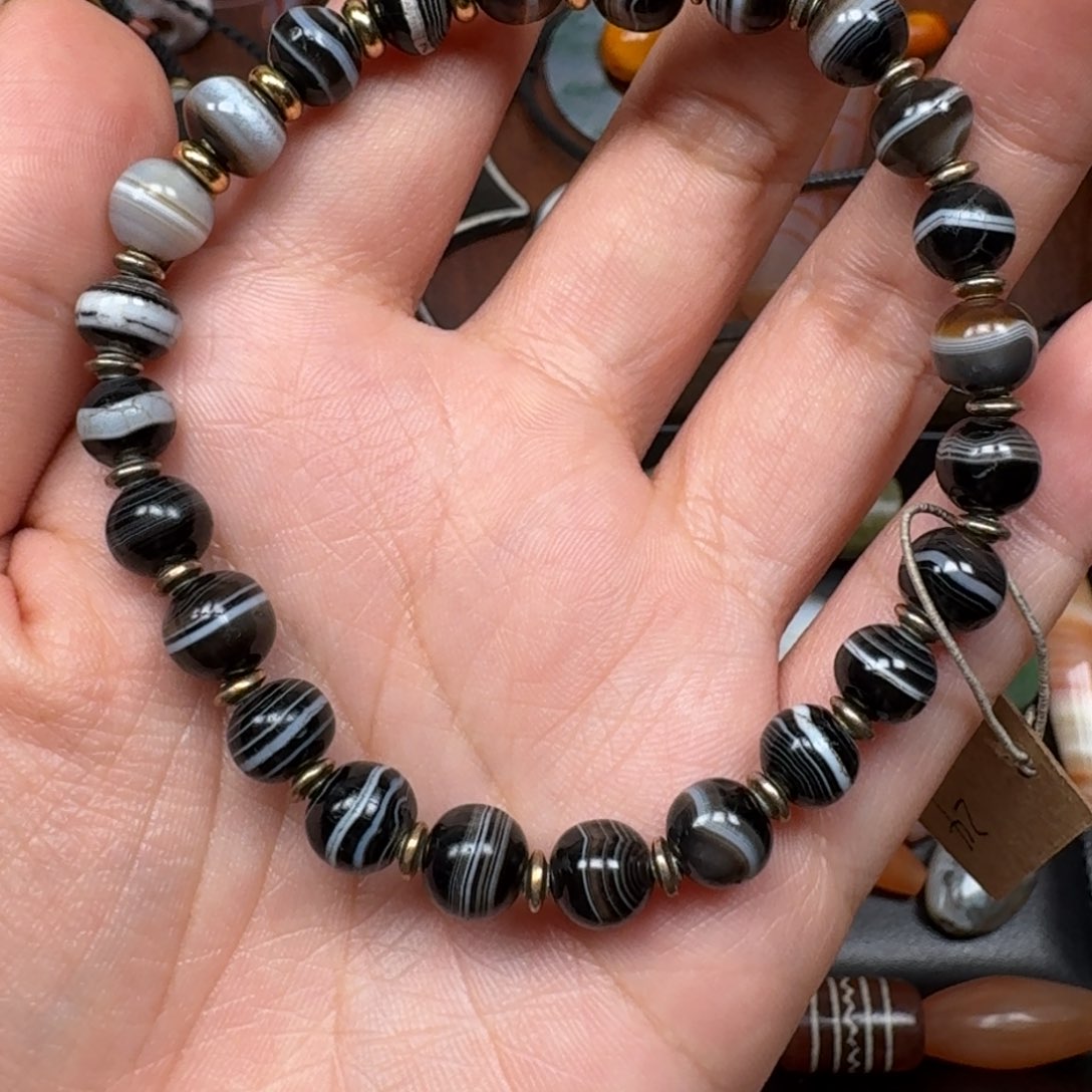 玛瑙/玉髓未镶嵌手串^****a