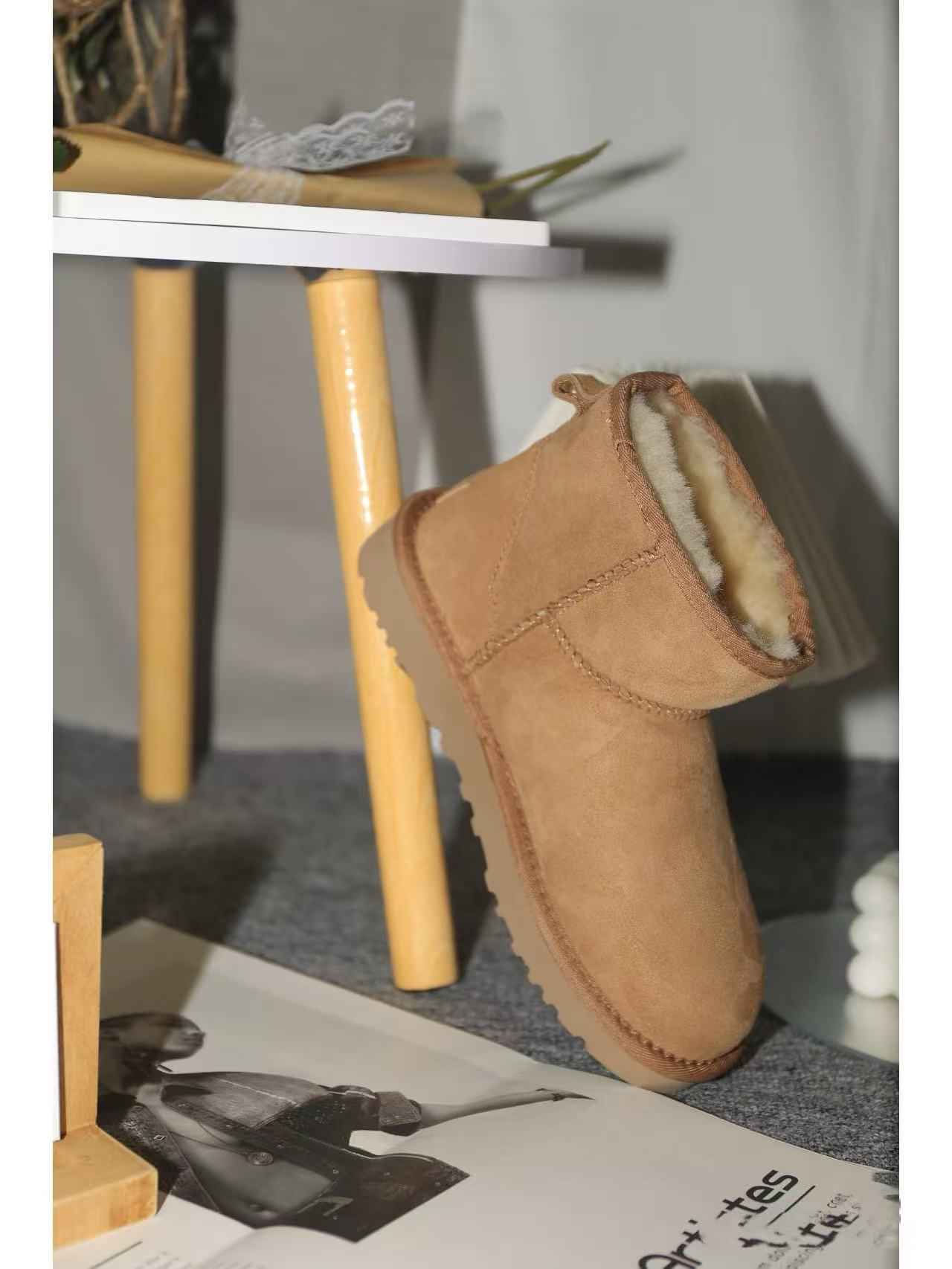 K【5854】桑坡皮毛一体雪地靴时尚百搭