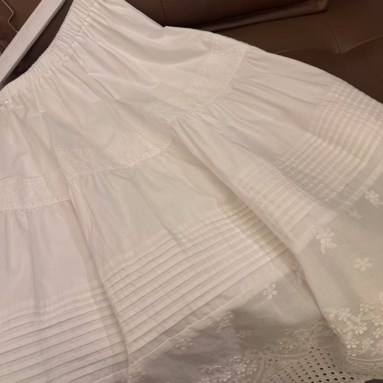 Millonthe【蕾丝半裙】25s春夏棉拼接蕾丝立体花边半身裙DATING