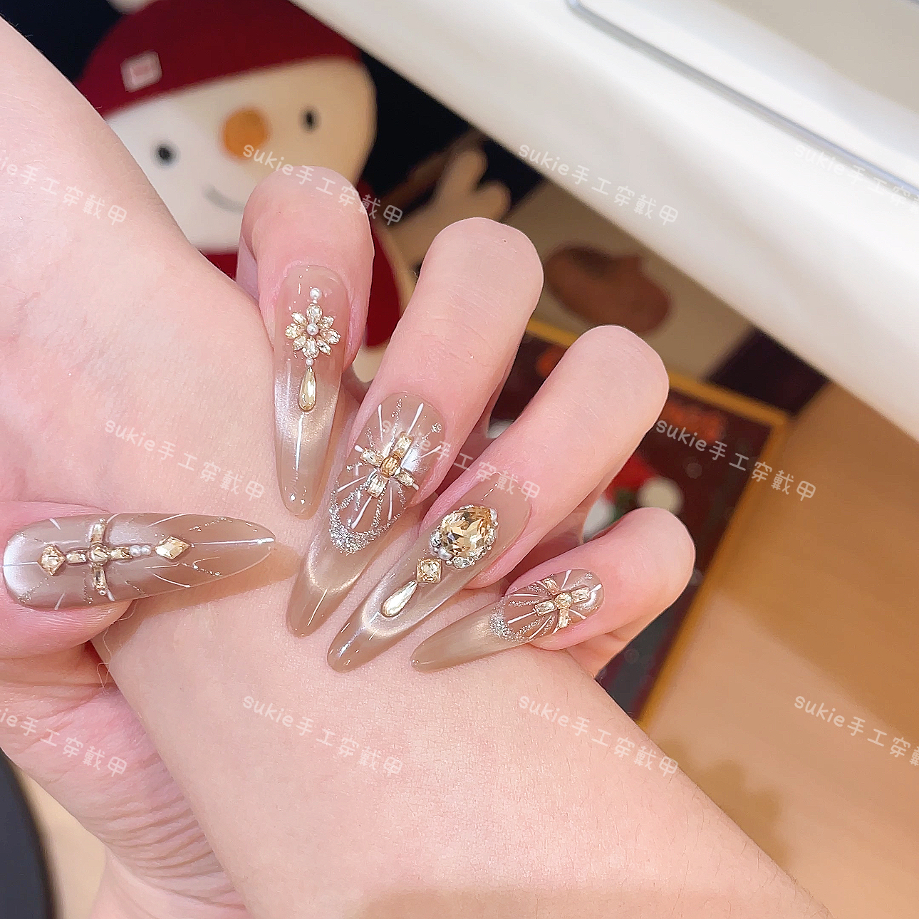 【神谕鎏光】纯手工穿戴甲猫眼美甲贴片可拆卸指甲贴片 10片装