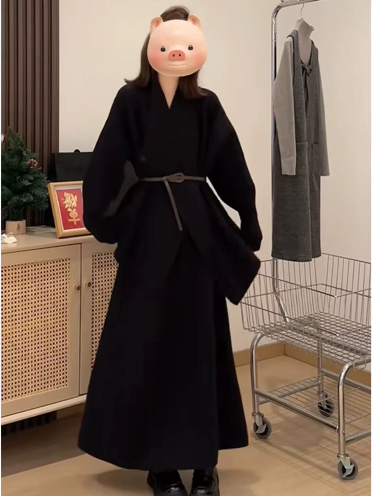 pang×大码女装御姐轻熟风套装秋季针织外套胖MM显瘦高腰半身裙子