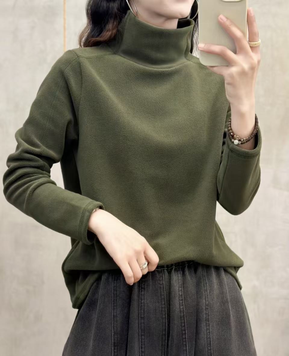 长袖女保暖绒衫纯色修身丝绒底衫女士秋冬ins半高领奥粒绒