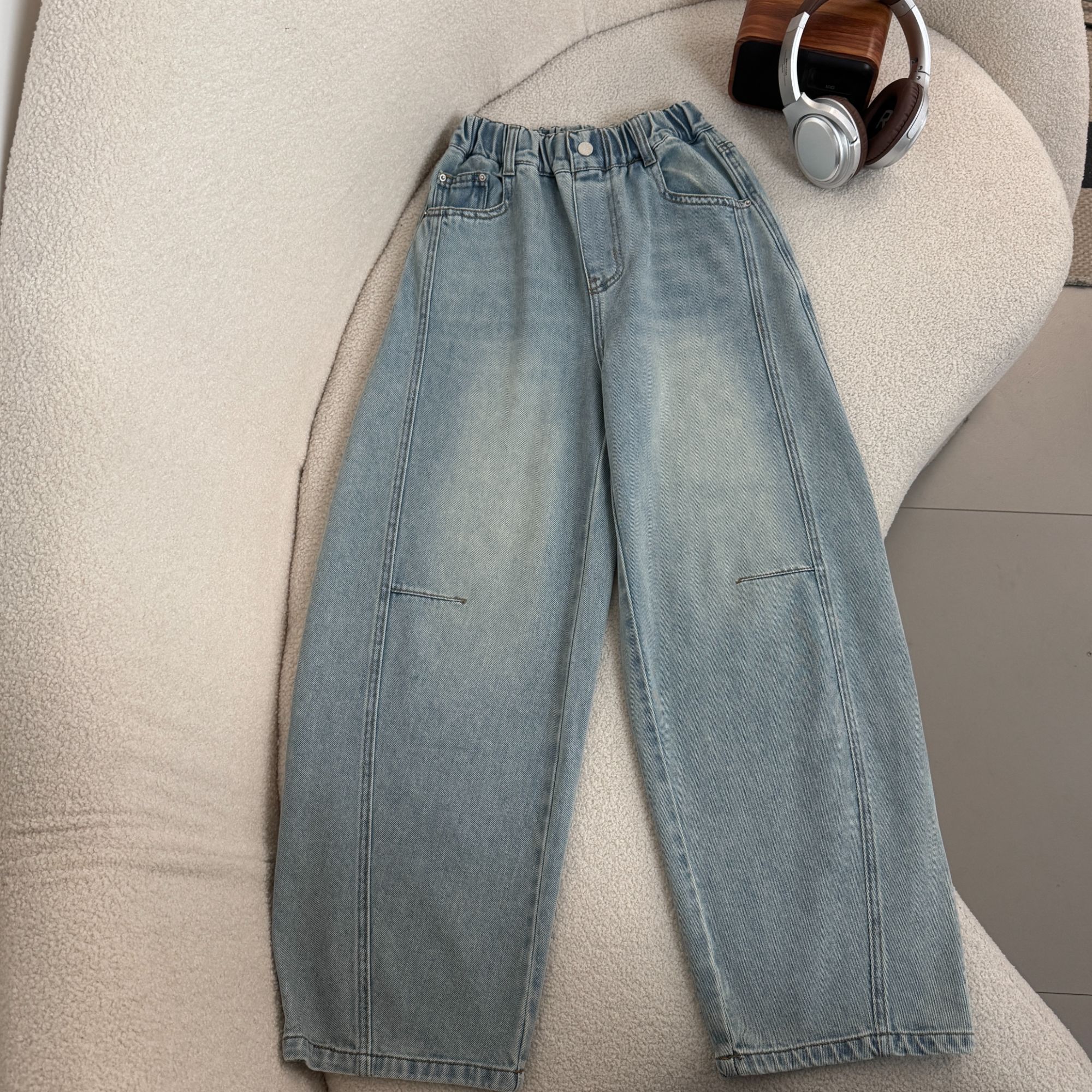 【2025春款新品】青少年时尚韩版时尚百搭宽松休闲牛仔裤HWC016