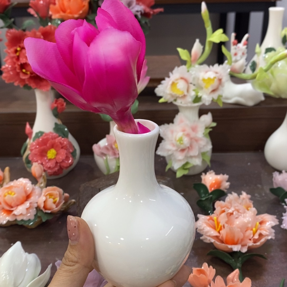 瓷片陶瓷手工花摆件