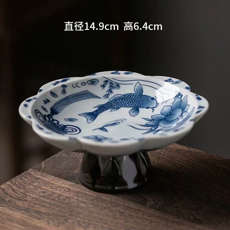 F208-仿古青花高足果盘