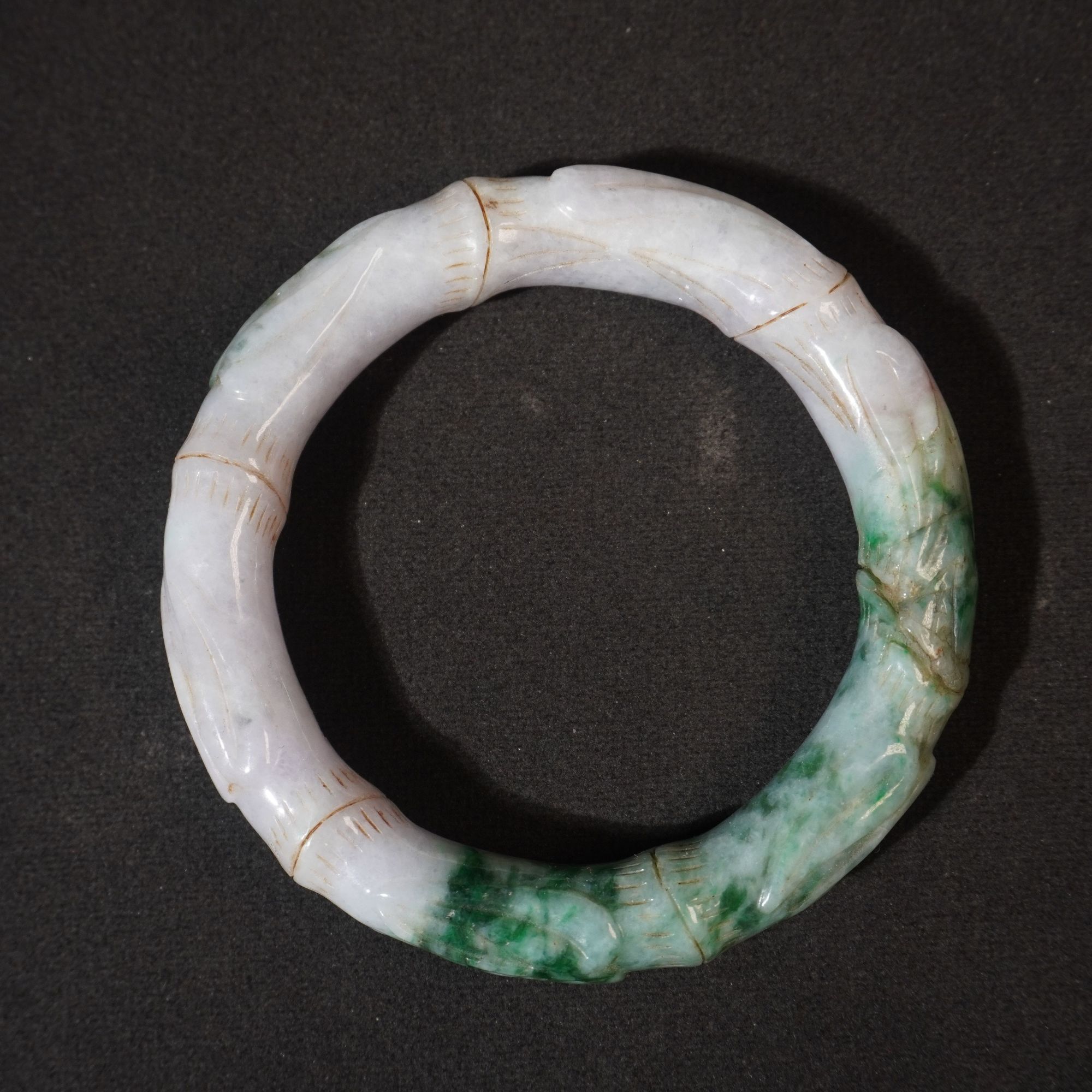 4NO22  清  翡翠竹节手镯