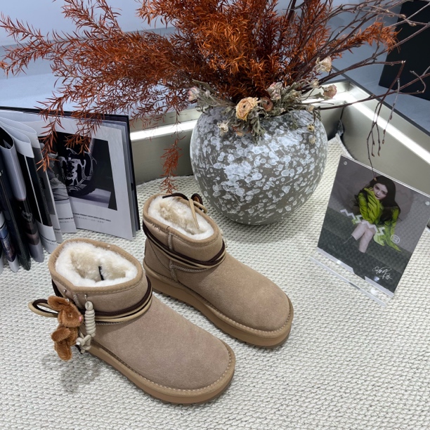 225-280玛莎玛索2025冬季新款真皮厚绒高帮圆头显瘦防滑雪地靴女