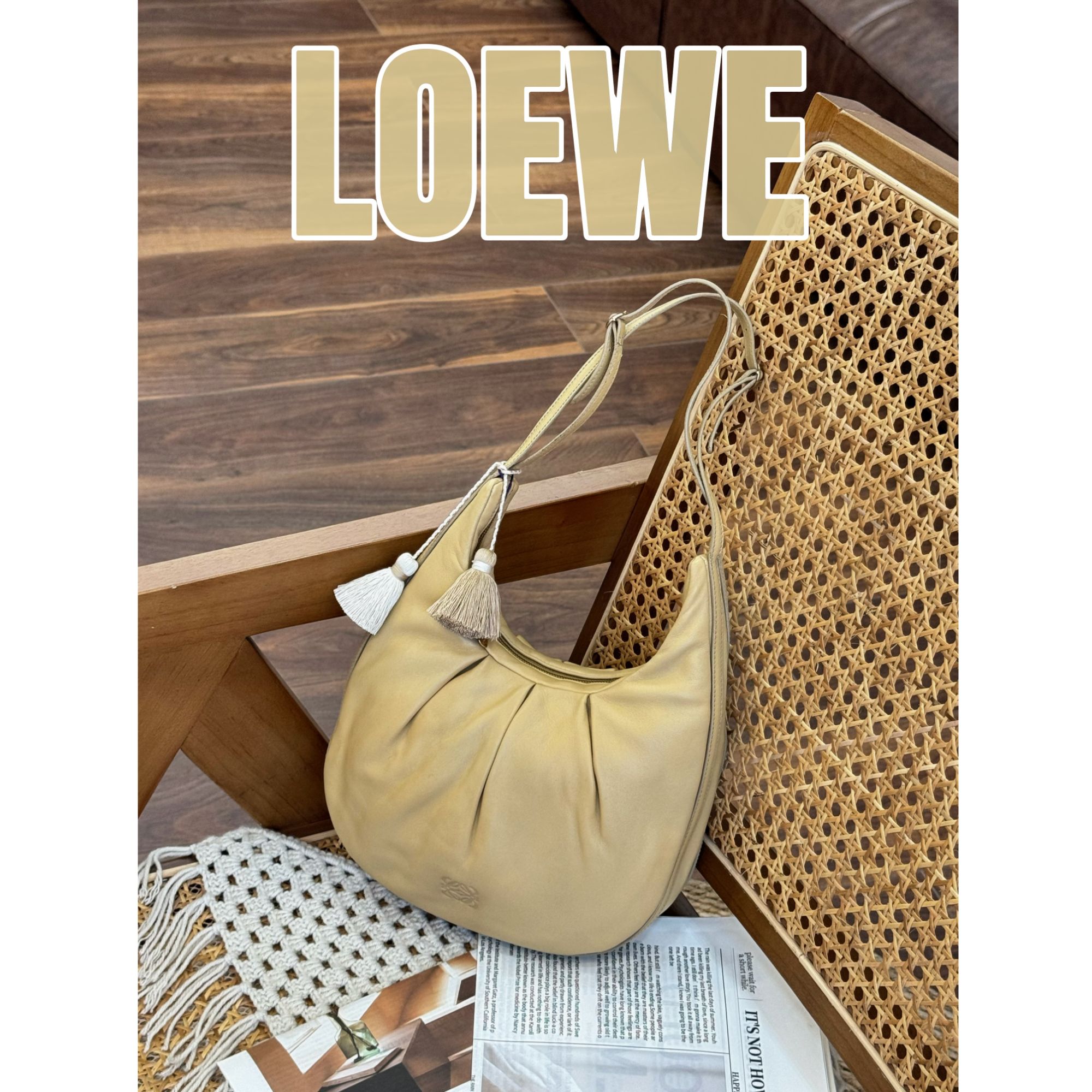 95新 LOEWE/罗意威 小羊皮hobo单肩包