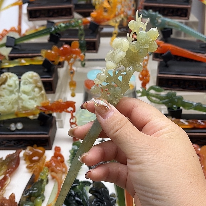 蛇纹石玉岫玉发簪未镶嵌