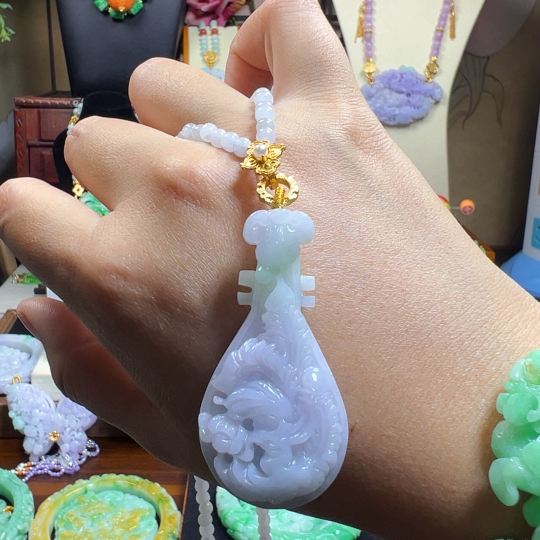 翡翠未镶嵌毛衣链紫