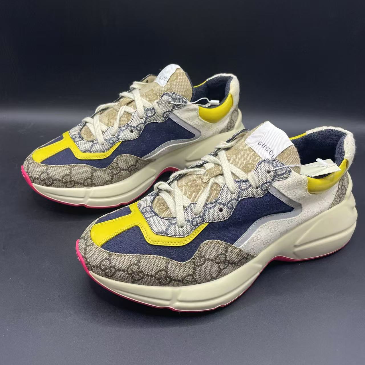 95新 GUCCI/古驰 【聚星折扣】三色老花百搭老爹鞋42.5码 ca690t