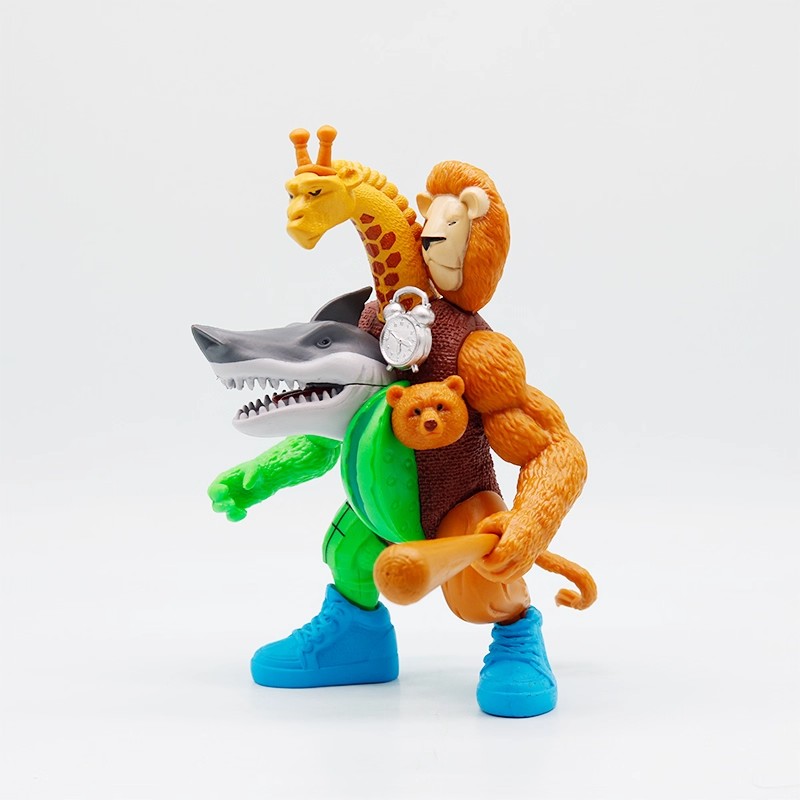 西瓜长颈鹿狮王融合怪手办外国ai山海经森林之王模型儿童拼装玩具