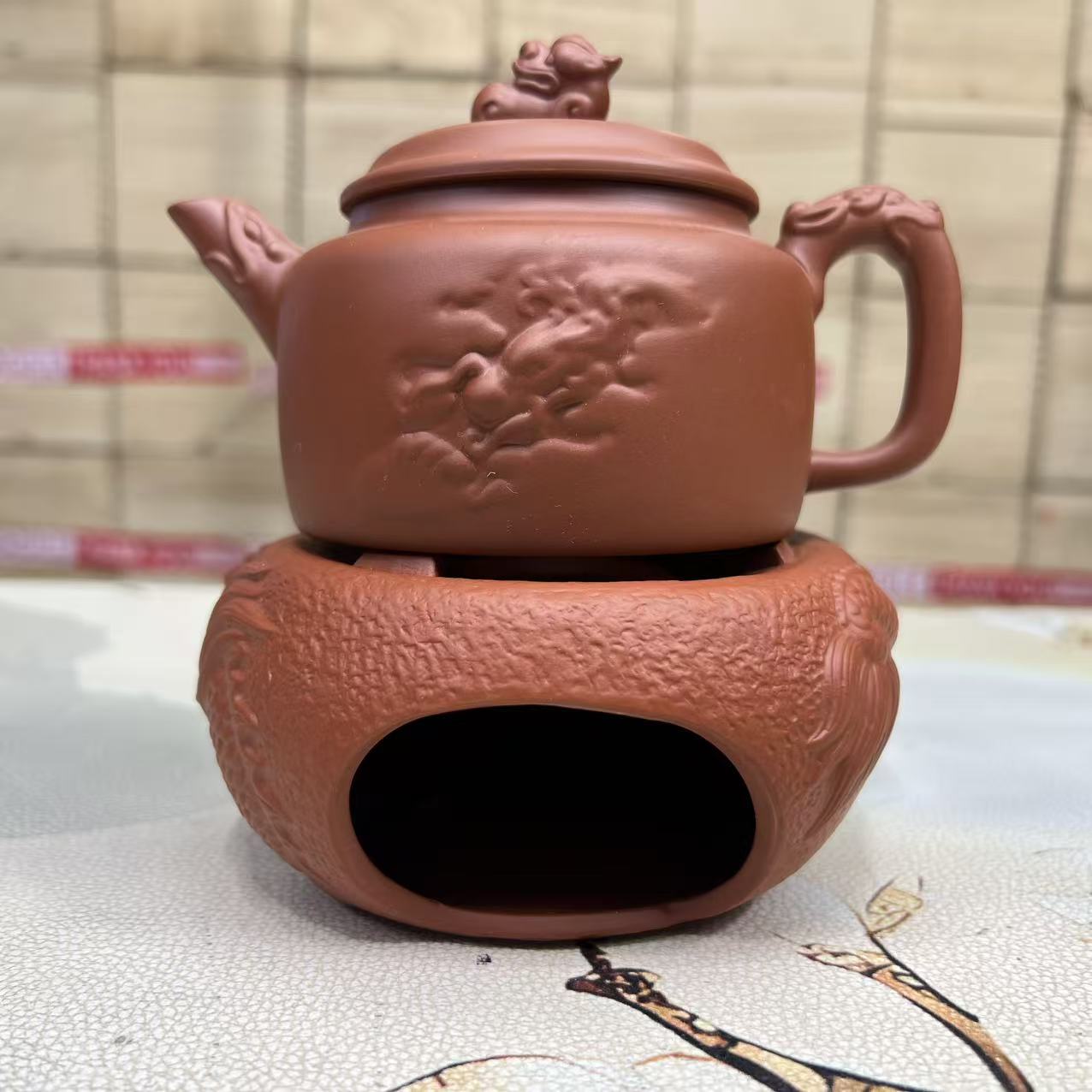 瓷韵优品 紫砂德鈡壶带壶承精美两件套泡茶壶-0032