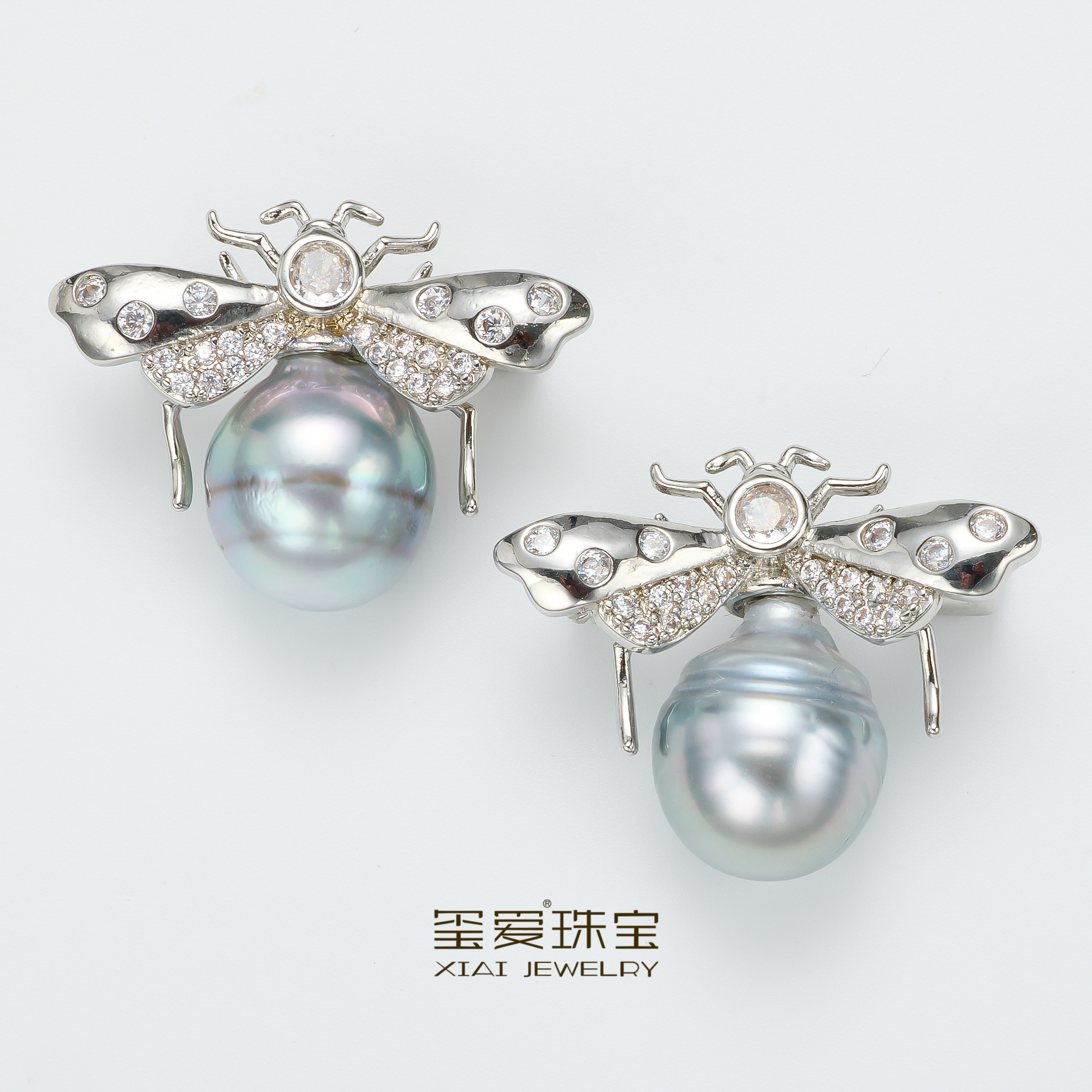 【玺爱门门】MM-74022 海水珍珠铂金灰螺纹巴洛克胸针（多样性发一）