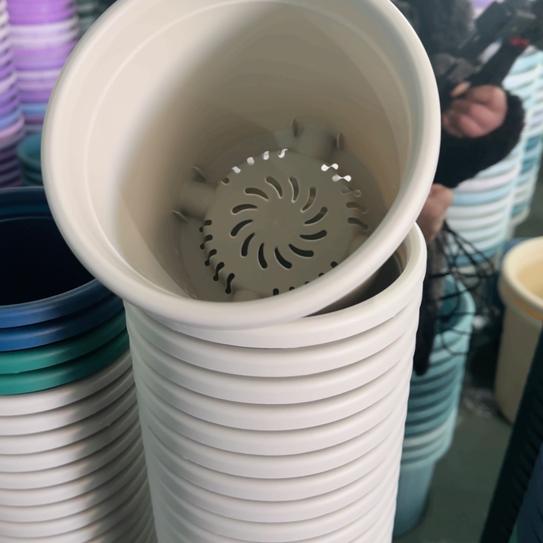 树脂四季盆2#无拖灰白13