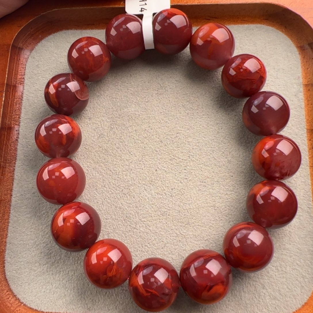 南红玛瑙未镶嵌（牛血火焰手串14+）