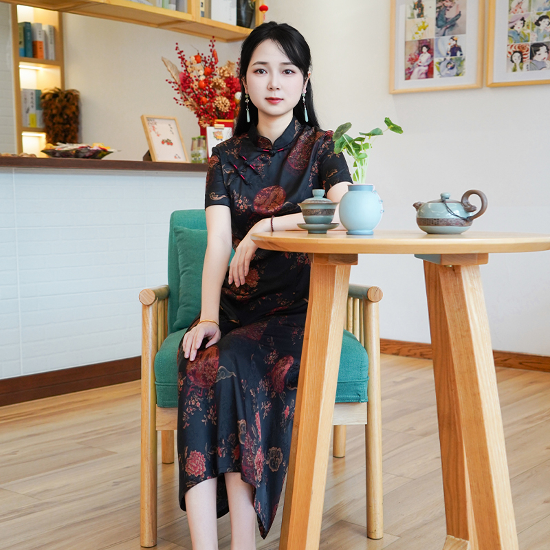 如意风夏季新款复古中国风改良旗袍高端大气修身显瘦旗袍女25R692
