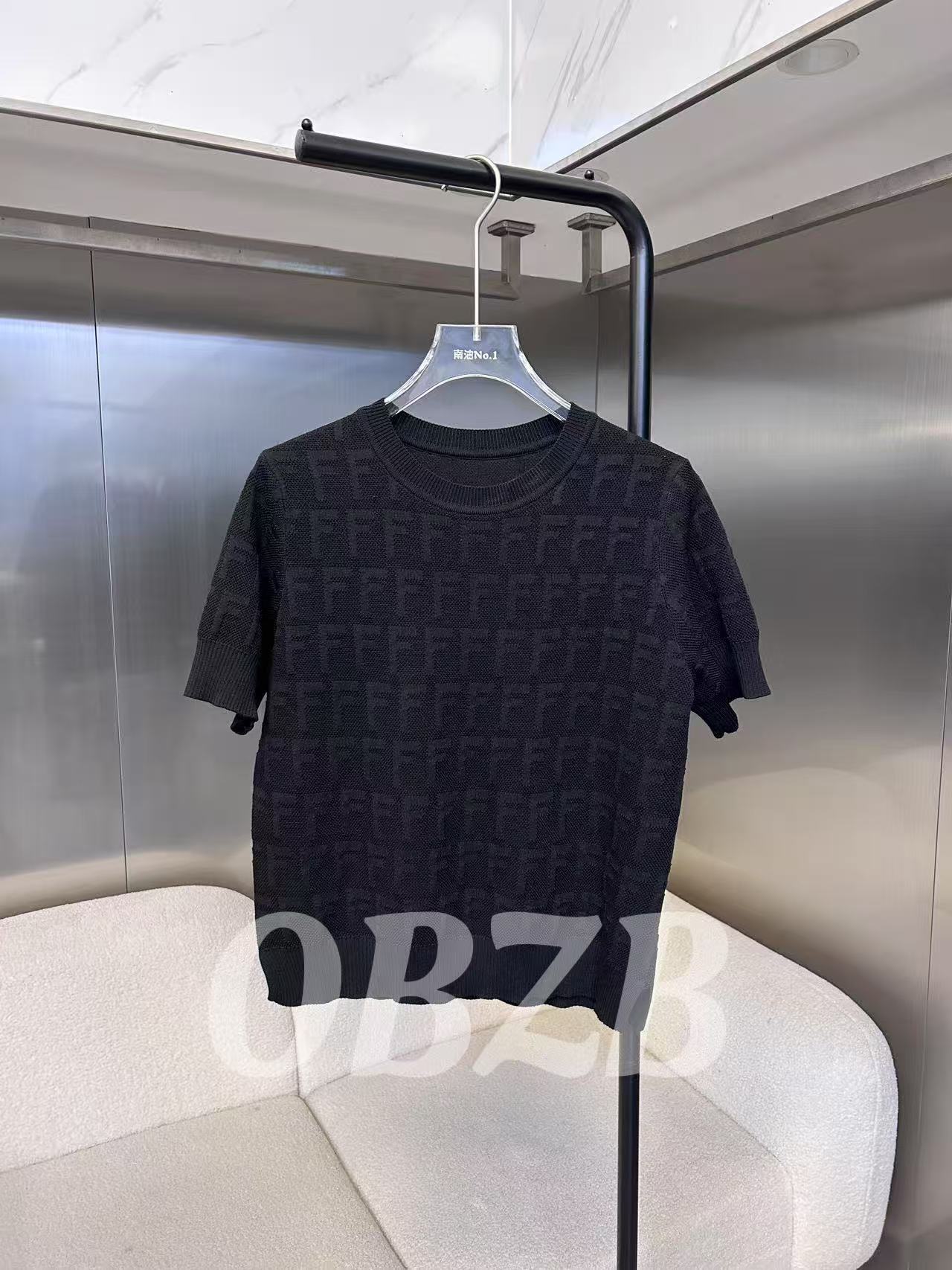 OBZB【F黑色满印图案】舒适百搭新款内搭外搭女款短袖黑色 FD006