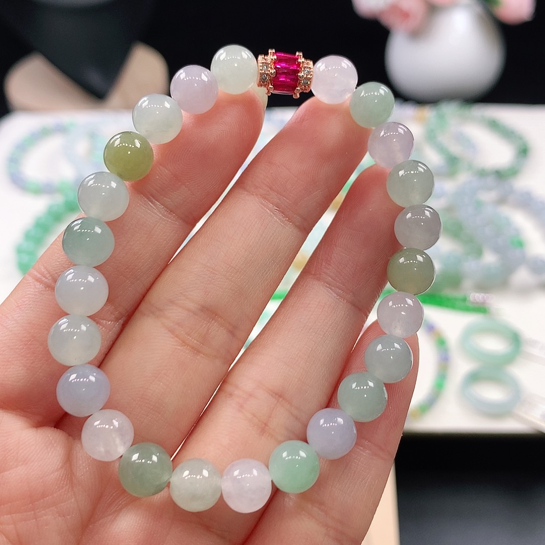 翡翠未镶嵌手链7.4mm