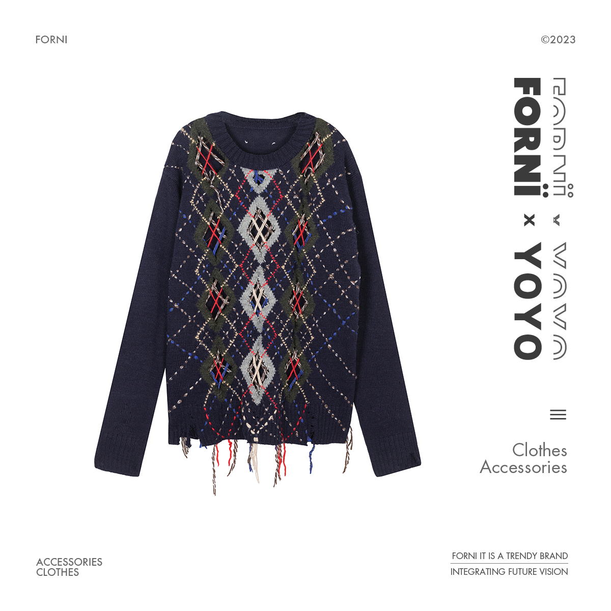 FORNI × YOYO 工人不想做 重磅针织四角缝线毛衣