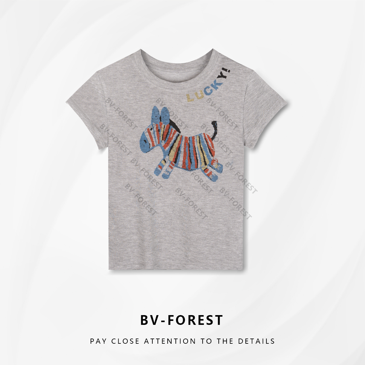 BV-FOREST“旋转木马”夏季薄款天丝冰感减龄显瘦短袖T恤BV-T0339