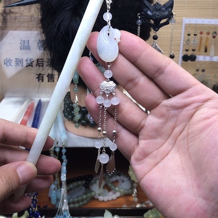 未镶嵌蛇纹石玉发簪