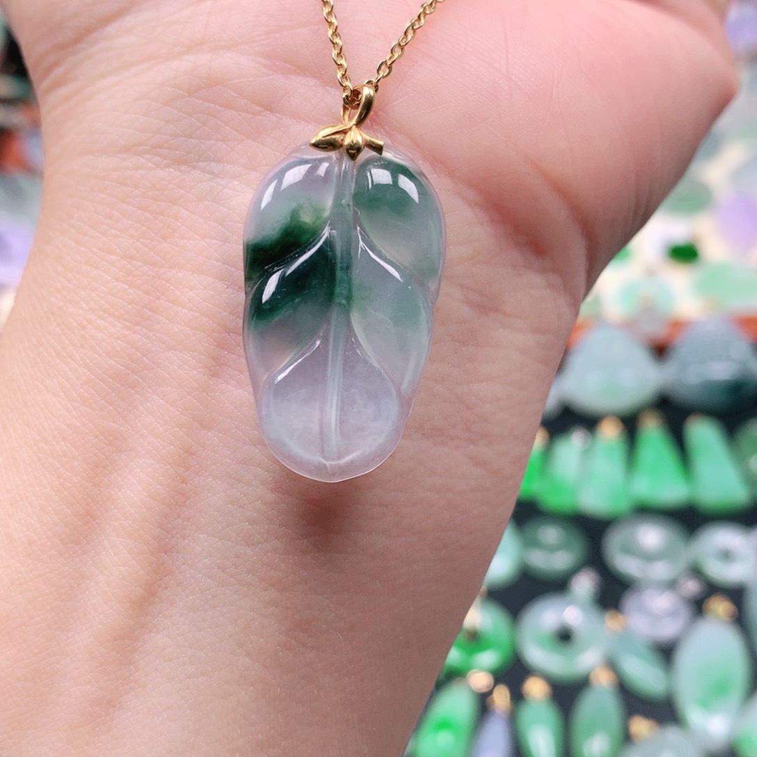 吊坠(不含链)18K金镶嵌翡翠