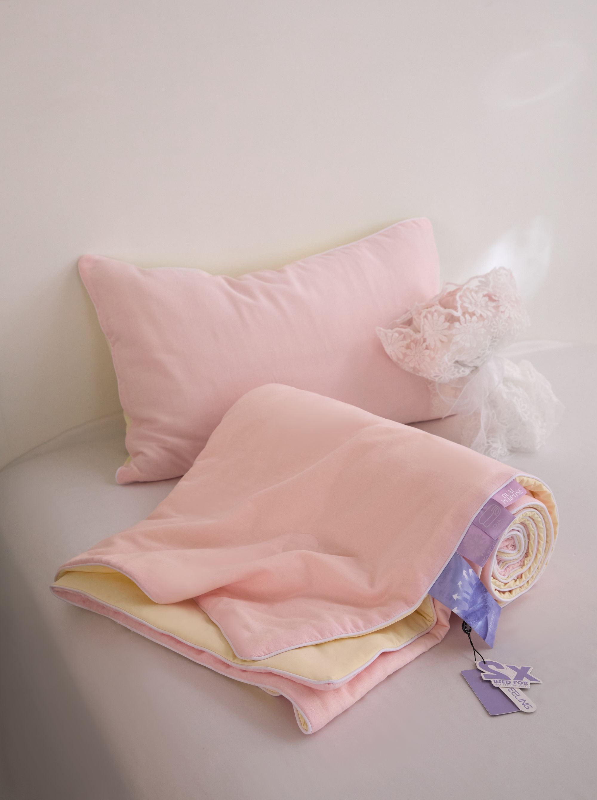 阿宝家的福凉豆多功能纯色夏凉被简约床上用品锦氨双层纱大豆被