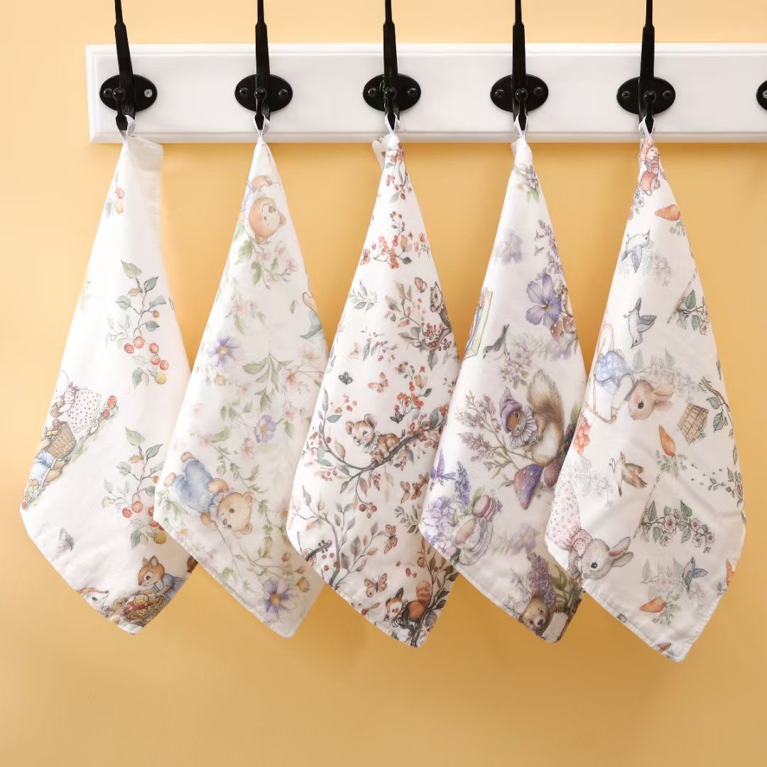 【麦菲熊6层竹棉泡泡纱方巾】婴儿柔软新生儿口水巾婴童洗脸巾