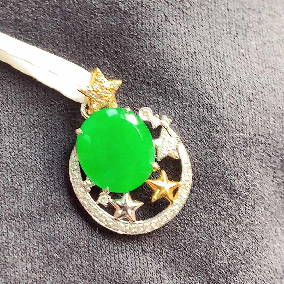 翡翠颈饰18K金镶嵌上新