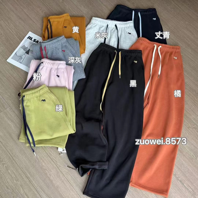zuowooon左维8573加绒卫裤女2025冬季保暖加厚刺绣小狗直筒休闲裤
