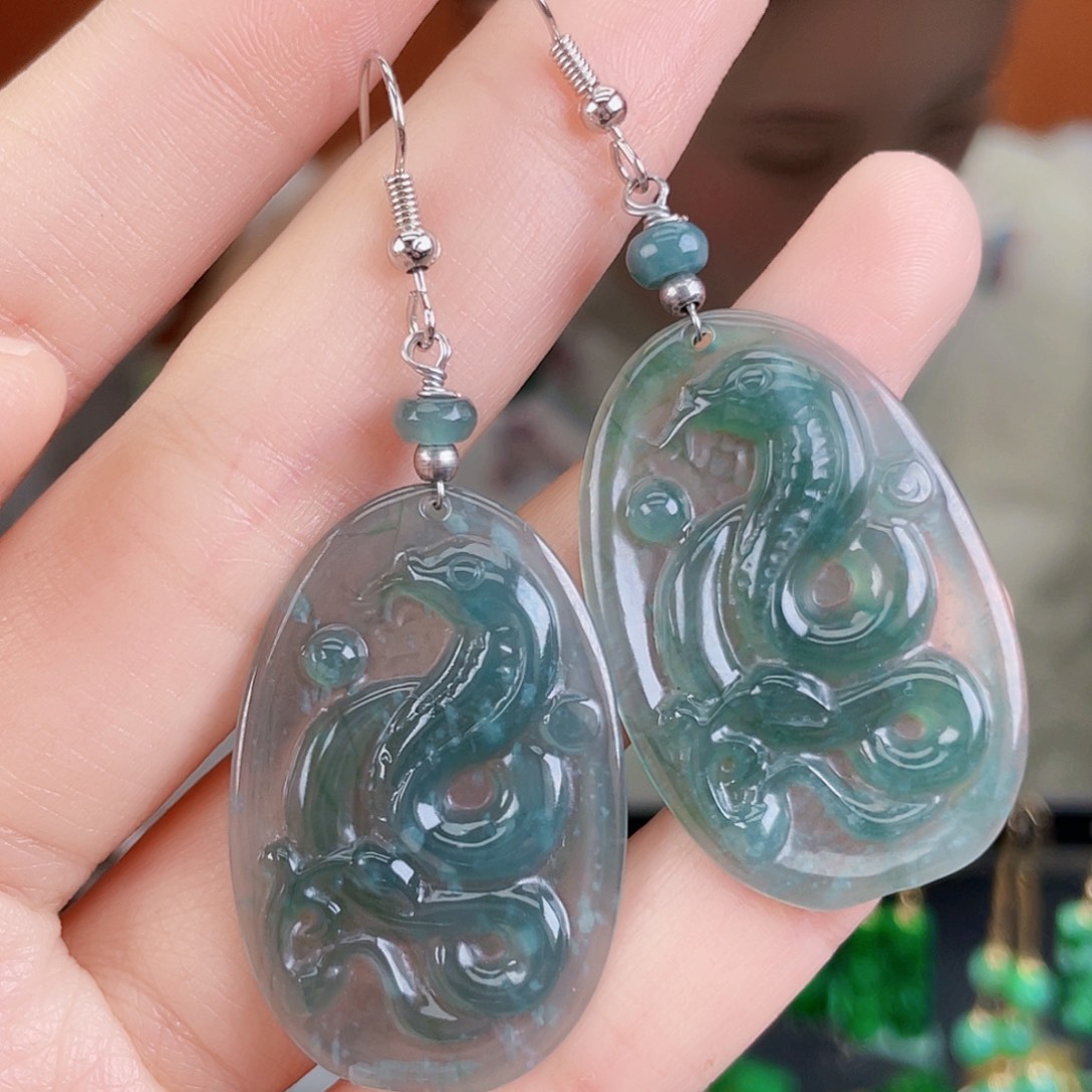 翡翠未镶嵌耳饰饰品