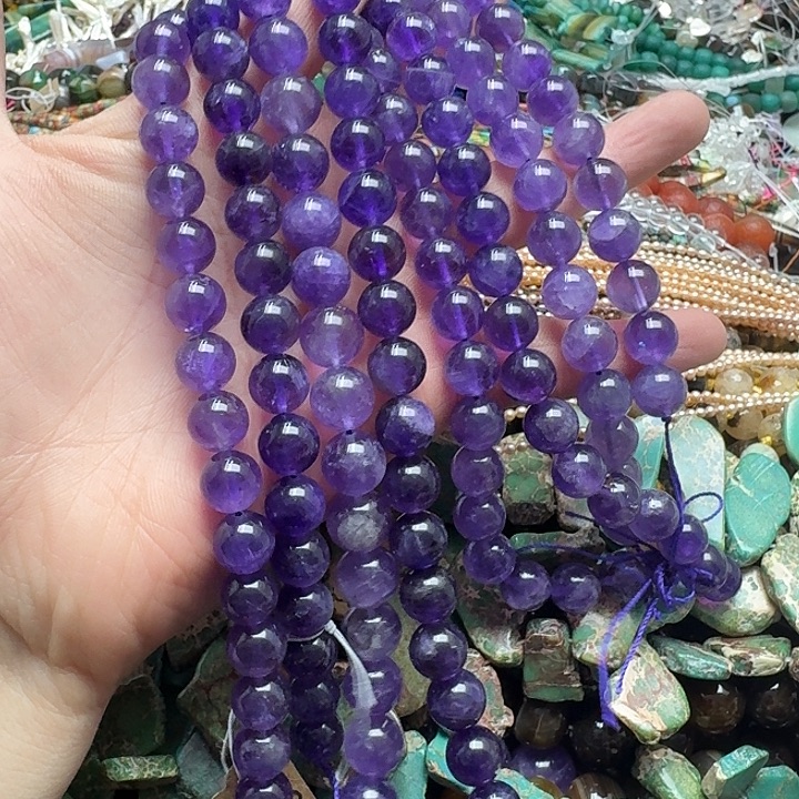 玛瑙/玉髓未镶嵌珠宝半成品一条10mm紫水晶