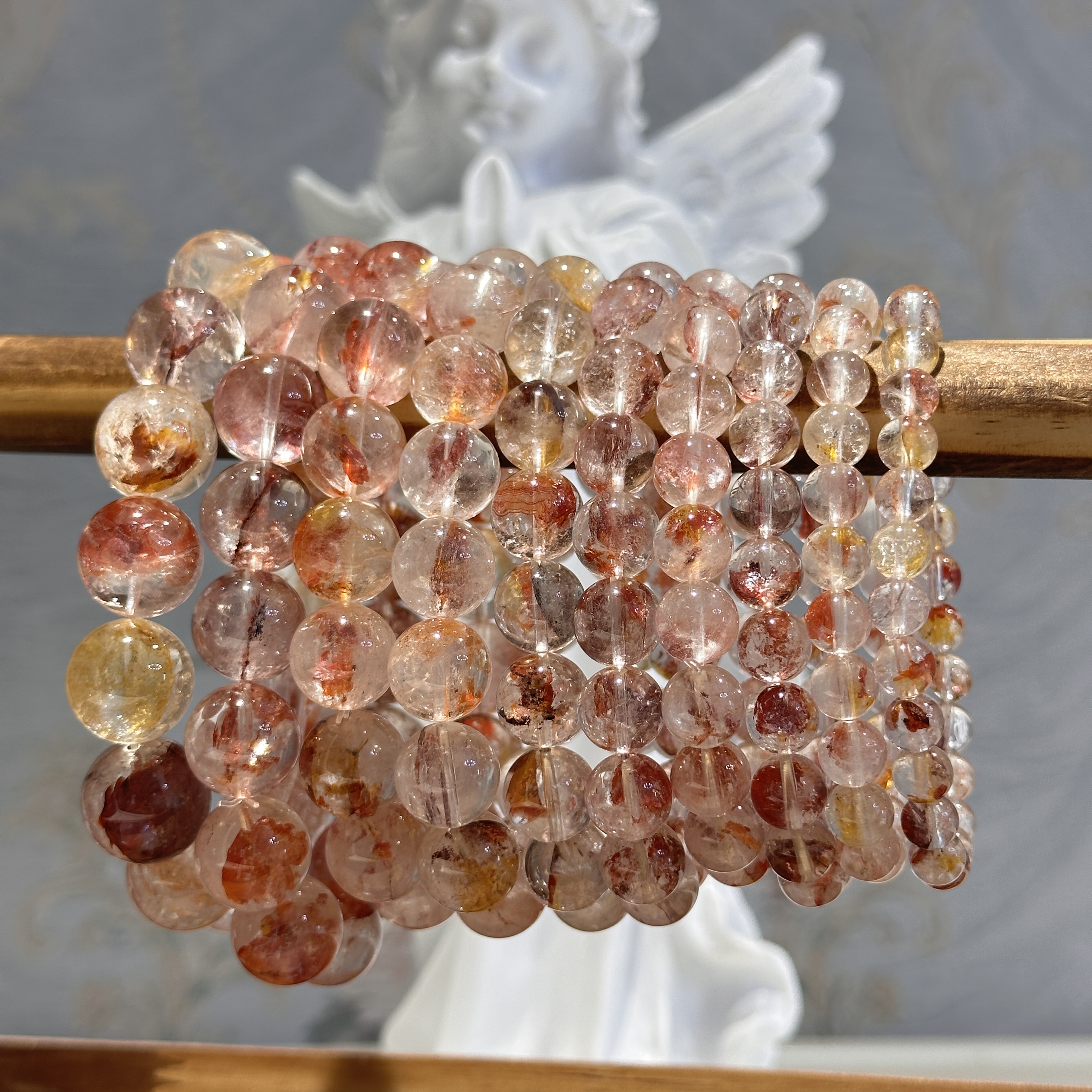 天然锦鲤胶花水晶手串 多样性发其一j71