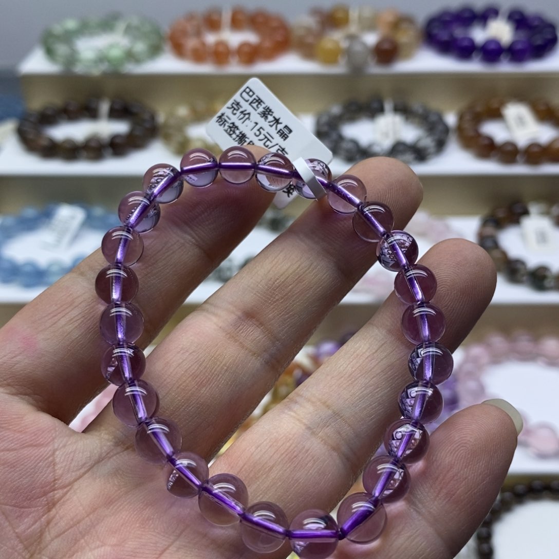 水晶手链未镶嵌巴西紫水晶7mm