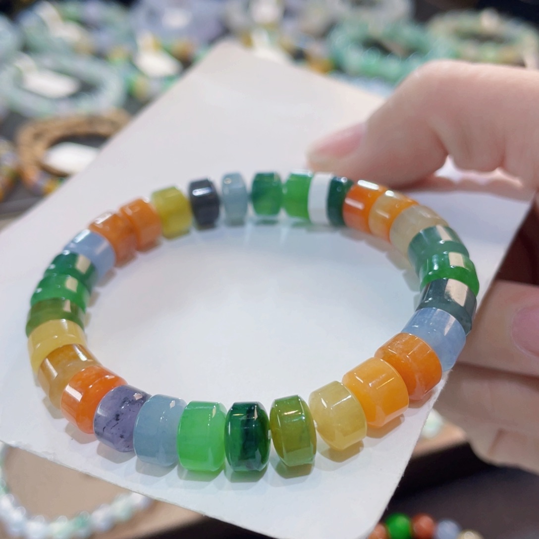 未镶嵌手链翡翠卡8彩虹糖