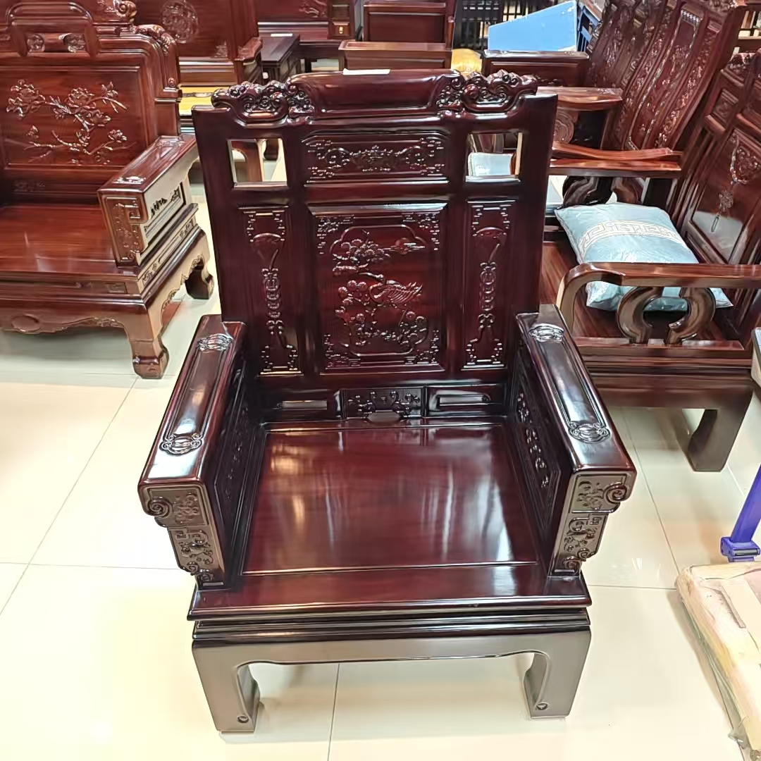 酸枝木 仙鹤单人位尺寸：长77宽57坐高39背高109