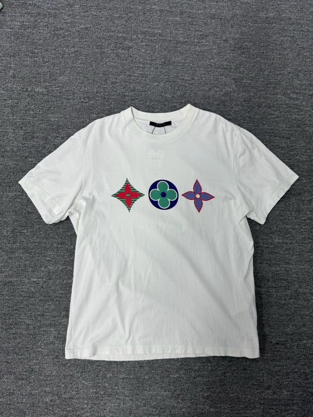 99新 LouisVuitton/路易威登 拼色三花logo短袖/L码